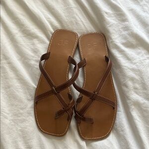 JustFab Brown Crisscross Sandals